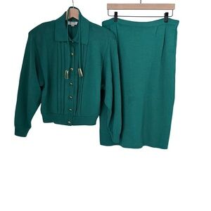 St. John Santana Knit Jacket and Skirt Set Sz 12